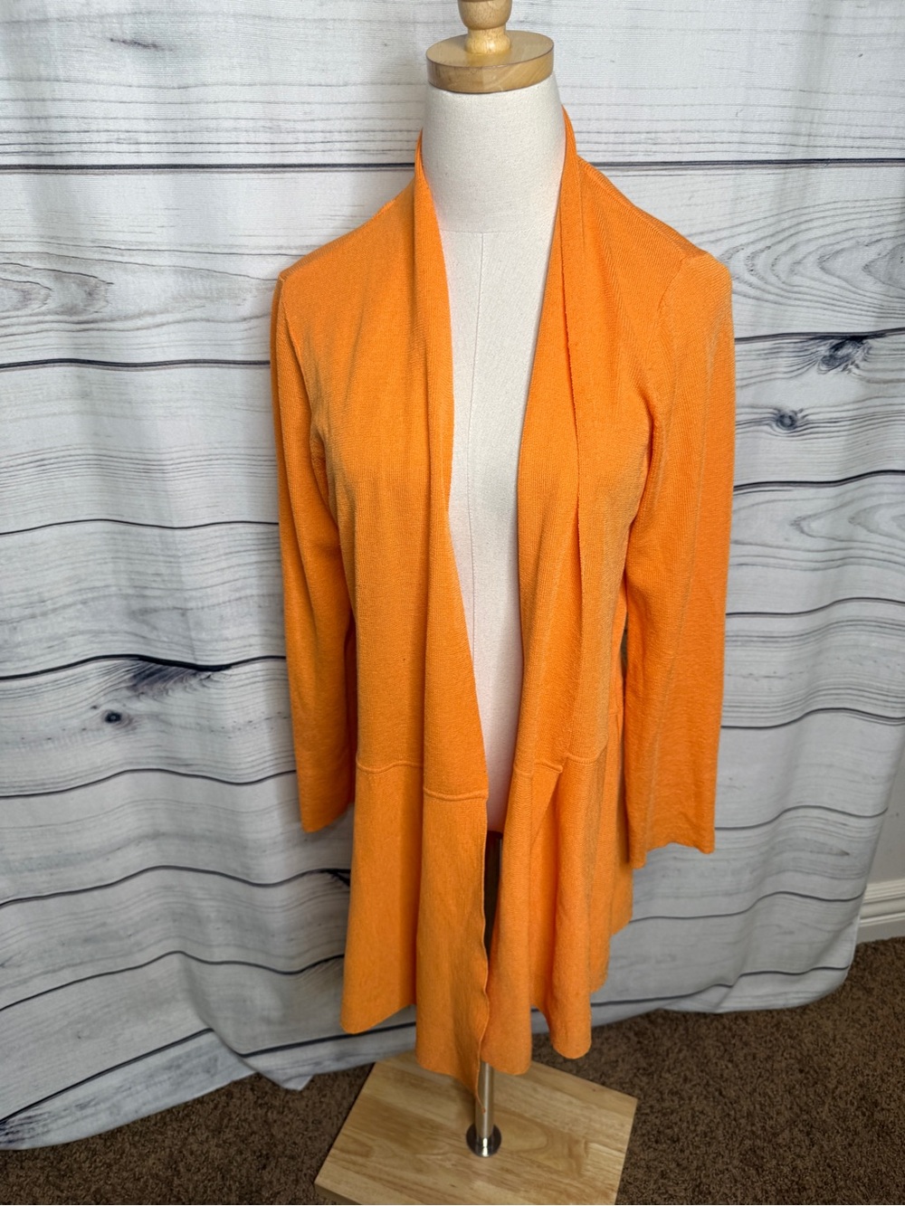 Anne Klein Bright Orange Open Drape Cardigan